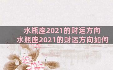 水瓶座2021的财运方向 水瓶座2021的财运方向如何